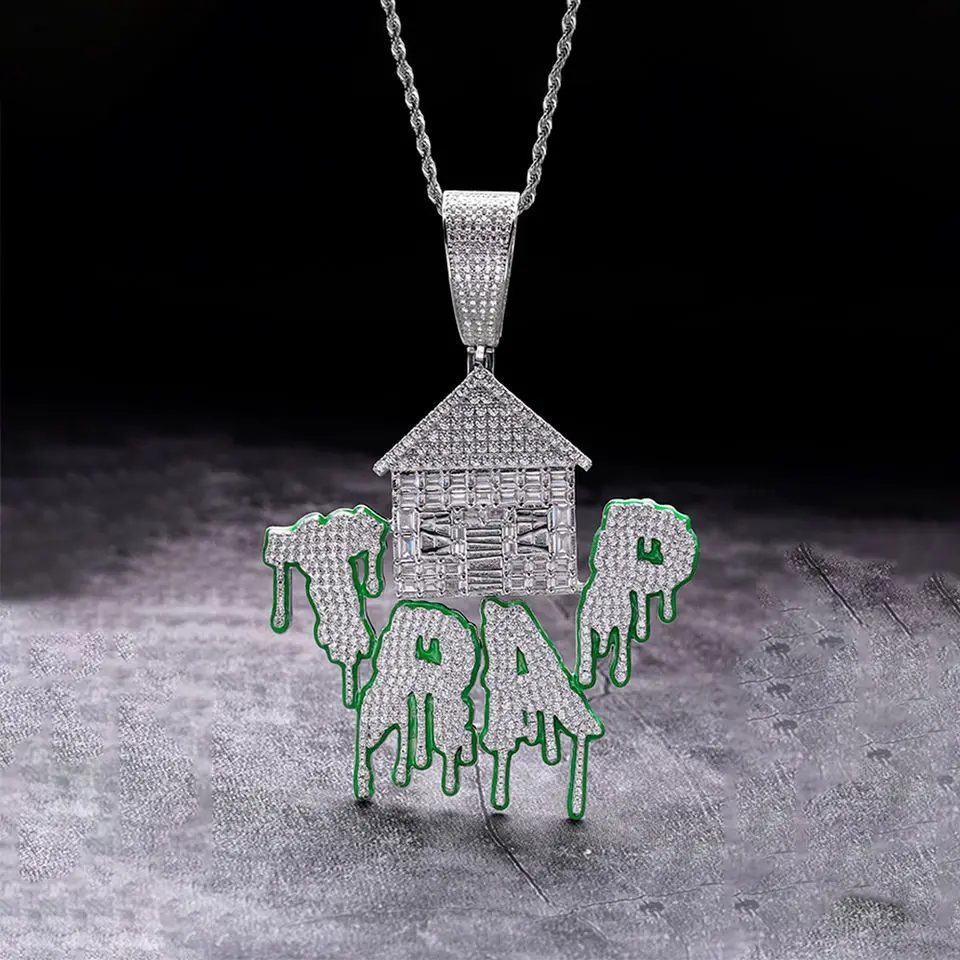 Ciondolo Hip Hop Rapper Iced Out – Zirconia Cubica Placcato Oro 14K, 3 Facce, MaxBling81 - Foto 2