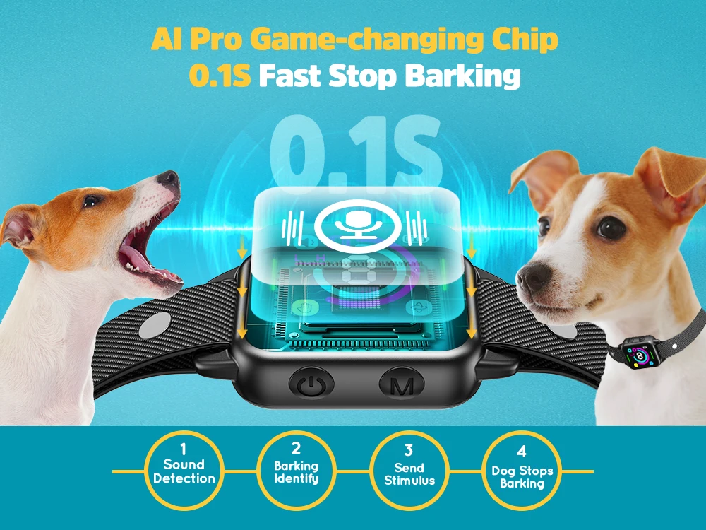 Waterproof Electronic No Shock Bark Collar Oem No Harm Dog Training