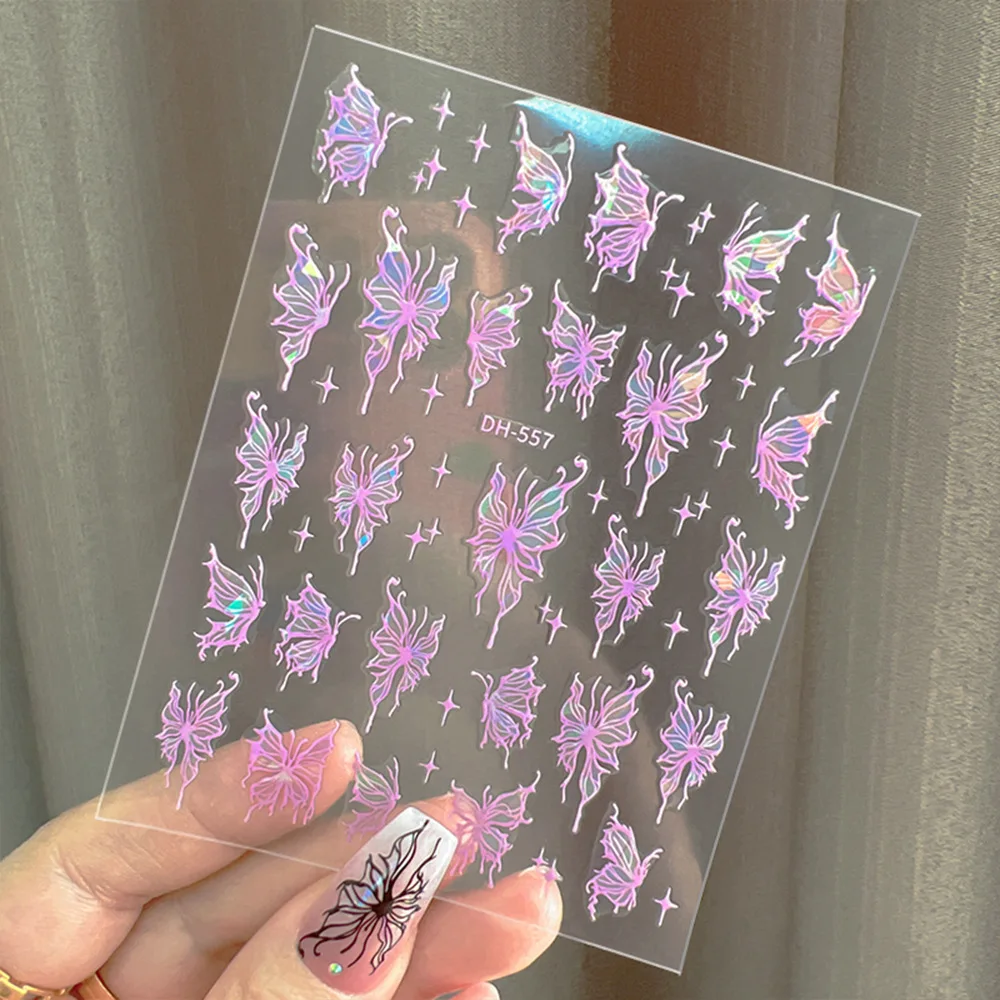 Nail Art Supplies 3d Holographic Nail Butterfly Sticker Diy Laser ...