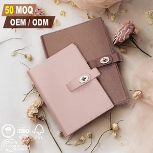 Free Sample OEM A5 A6 PU Leather Journal Custom Office Supplies Lady Business Hardcover 6 Ring 50 MOQ Organizer Binder Notebook