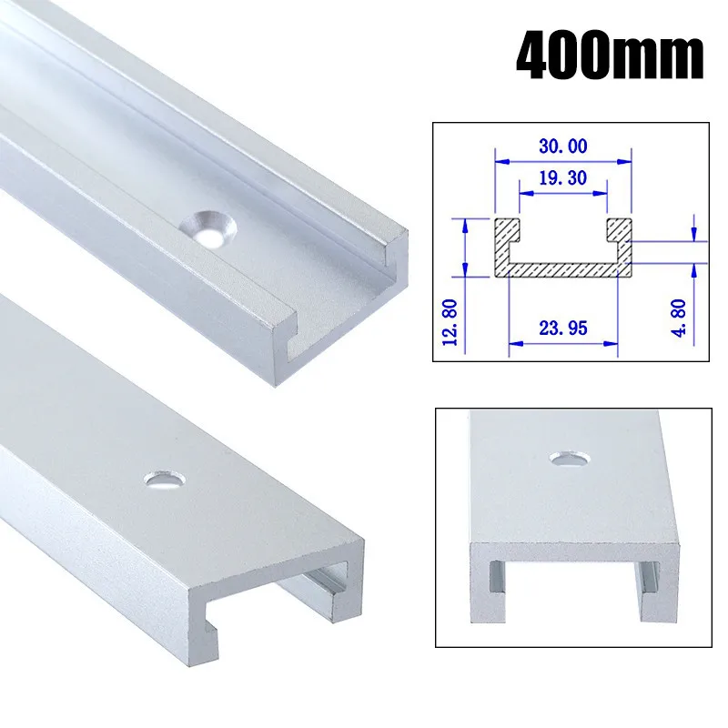 T-Track 300mm Argent, Piste D'onglet De T-Rainure En Alliage D'aluminium, T-Slot Mitre Track Jig Avec 4Pcs Vis Pour Scie à Table à Bois, T-Routeur