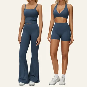 Customizable Label Fashion New Yoga Gym Fitness Sets Scrunch Butt Leggings Yoga Sets Fitness Running Gym Set for Women