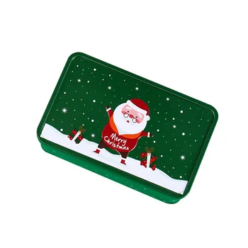 Creative Christmas Candy Cookies Tin Can Empty Fancy Rectangle Chocolate Box Keychain Gift Box for Wholesale