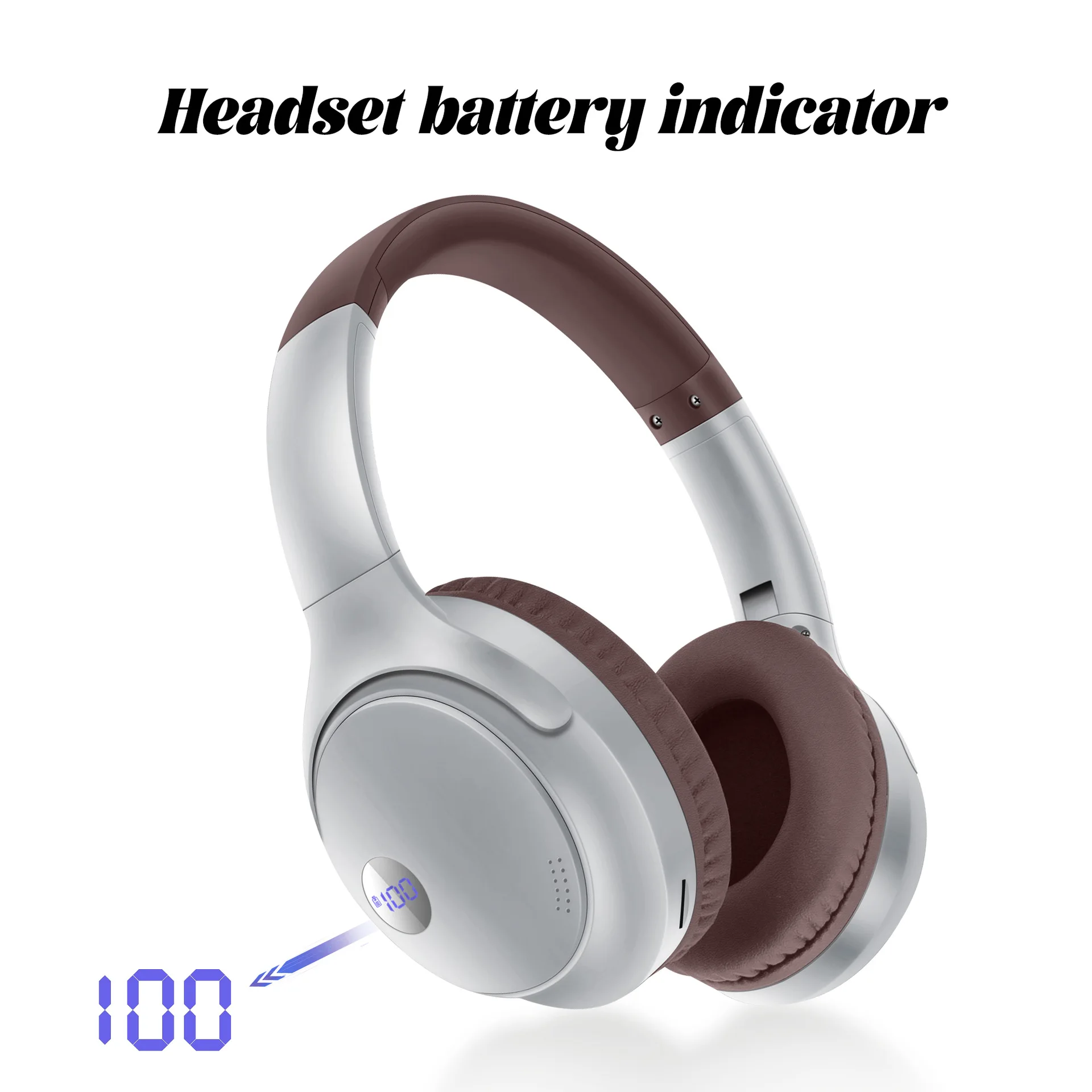 Insert Retro Style UV Craft Design Foldable Headphone ANC Noise Headset  Battery Digital Display Heavy Bass Earphones