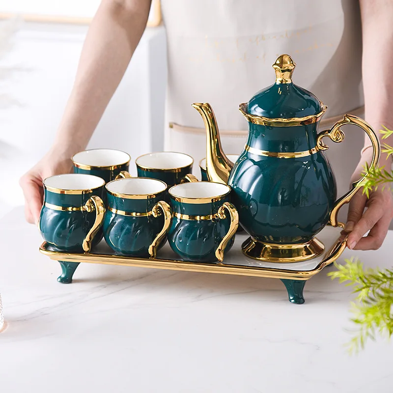Alibaba.com: Luxury 8Pcs Arabic gold rim porcelain tea cup set
