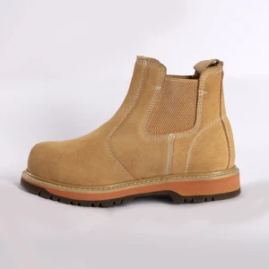 SJ Genuine Leather Middle Quality Cheap Goodyear Safety Shoes No Laces Rubber Wear Resisting for Men Worker