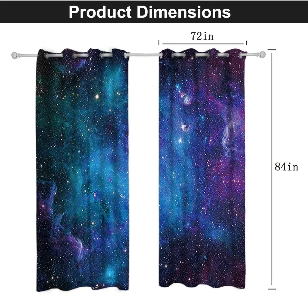 Generisch Vorhänge Galaxie - Nebel Universum Raum Fenster Gardinen Mit Ösen, Vorhang Blickdicht Verdunklungsvorhänge Thermovorhang Für Wohnzimmer Schlafzimmer Deko 2er Set, H 220 X B 140 Cm G#-85