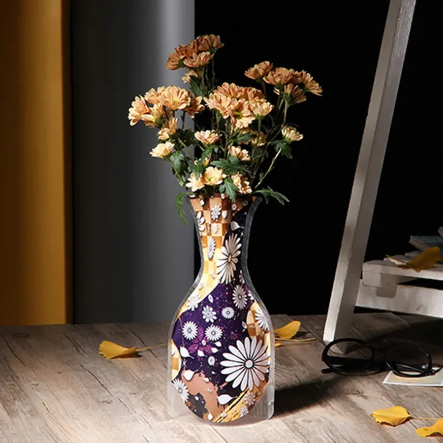 Factory Cheap Custom logo Colorful clear Foldable Plastic Flower Vase for Home Decoration