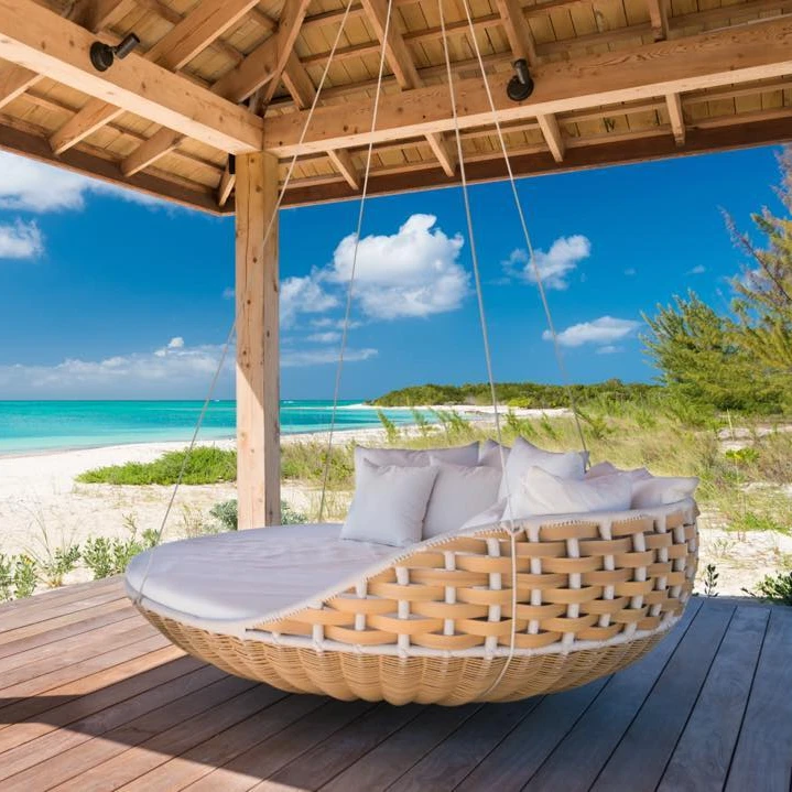 Outdoor Hanging Swinging Bed Modern Outdoor Hotel PE Rattan
