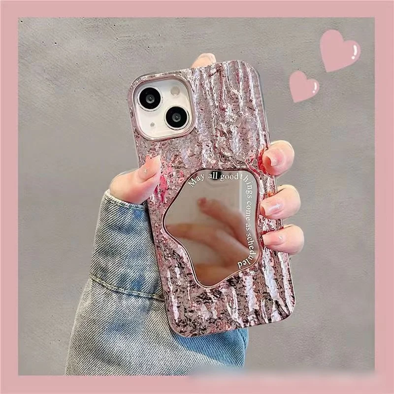 TPU Embossed Rock Mirror Internet Celebrity Mobile Phone Case For iPhone 11 12 13 16 Pro Max Plus XS XR 14 Pro Max