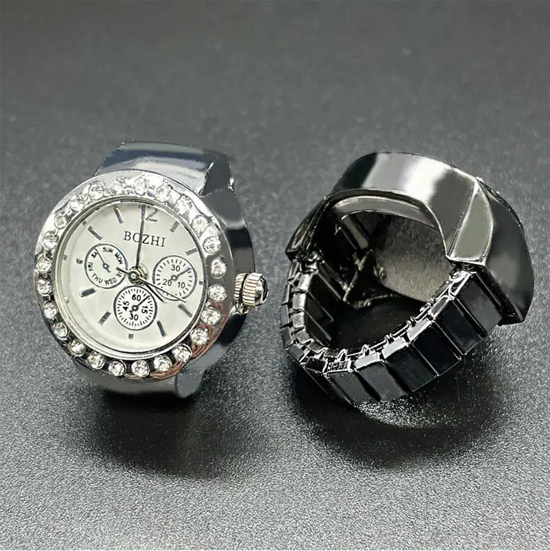 Wholesale Rhinestone Women Ring Watch for Women Men Fashion Design Lady  Stretchy Finger Rings Watches for Gifts Reloj De Anillo