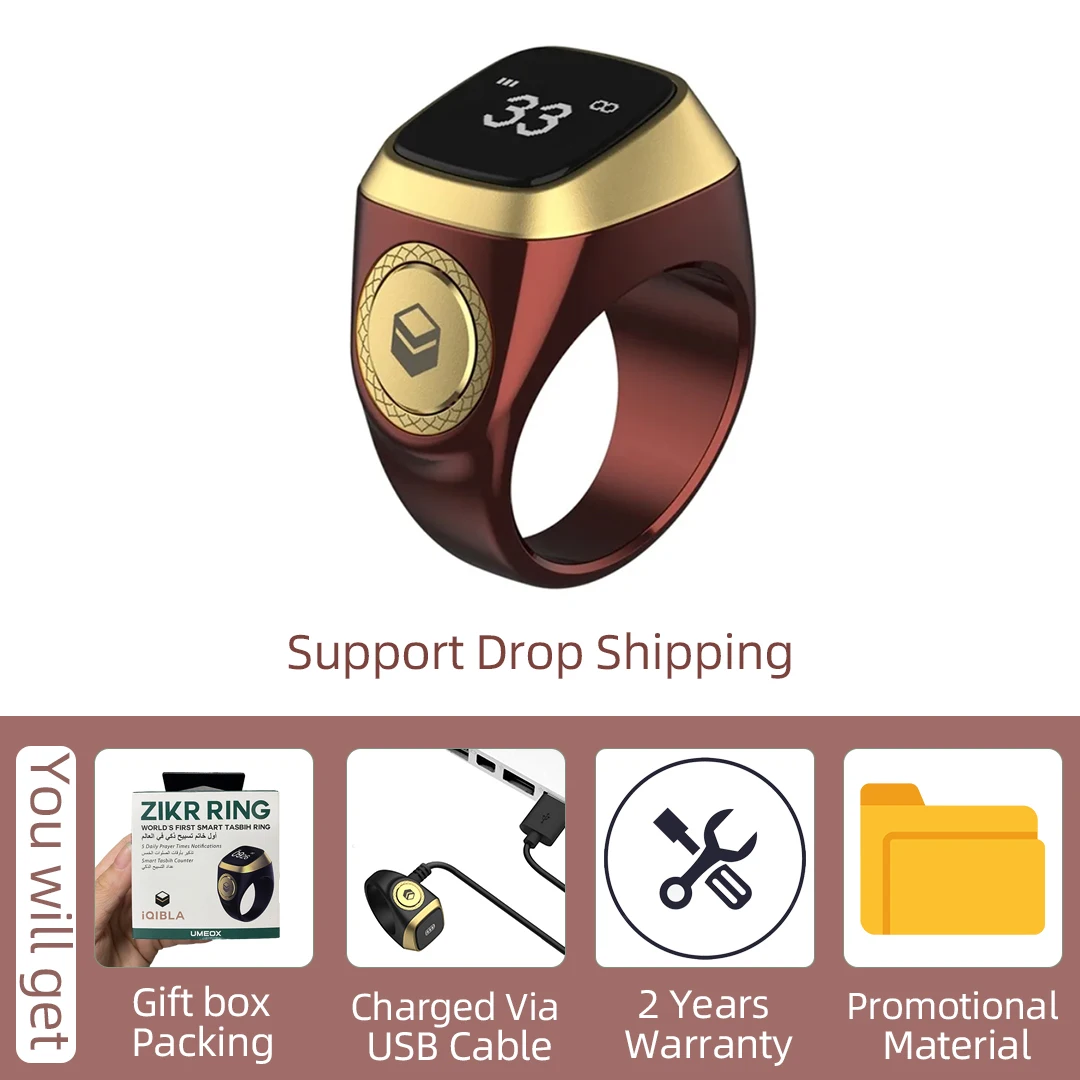 Zikr Muslim Ring Smart Gold Ring for Android - China Smart Ring Clock and  Muslim Ring price