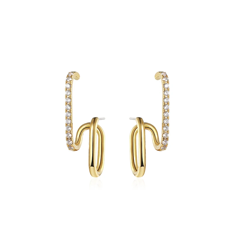 Dwcly Irregular Minimalist Geometric Stud Earrings Gold Plated Hollow Earrings