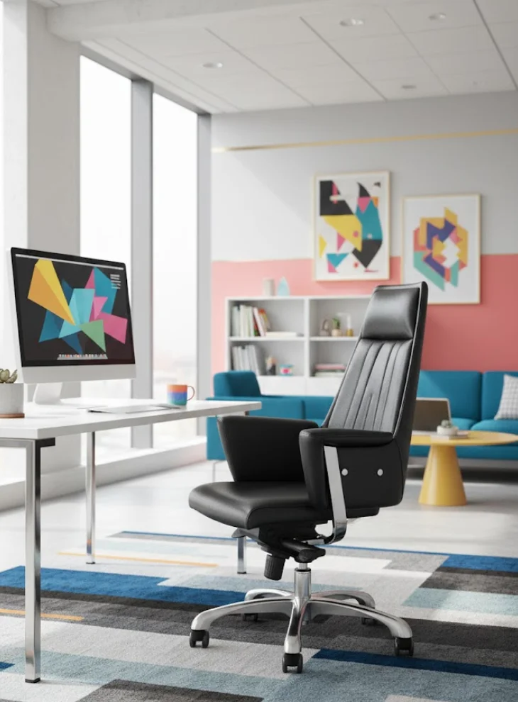 Luxury Leather Executive Office Chair with Ergonomic Design Modern Tilt Function and Adjustable Height 4