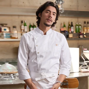 Chef Yibang High-End Men's Long Sleeve Kitchen Suit Black Western Restaurant Cooking Work Uniform for Hotels and Bars
