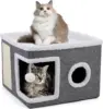 Rough burlap rectangular cat bed-gray-414132