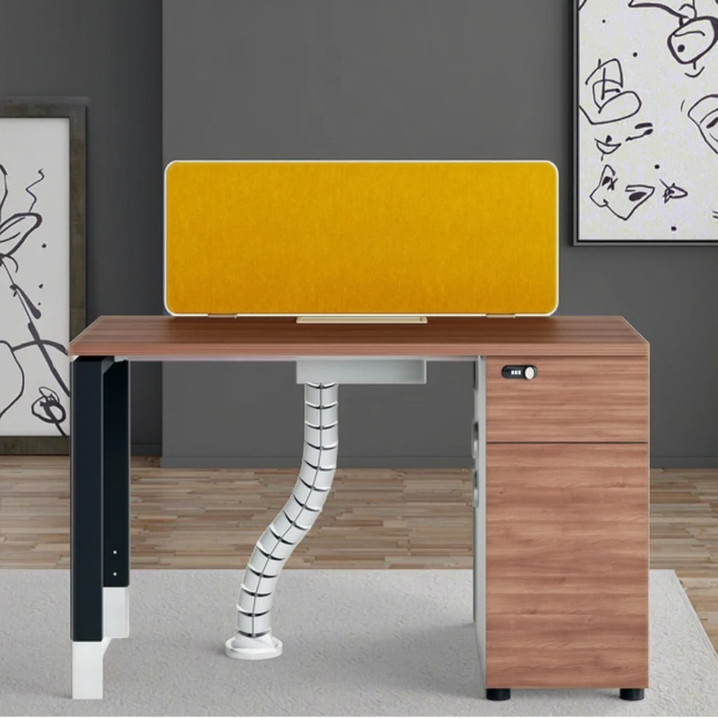 Single Row Office Desk Cabinet Storage Modern Computer Workstation Adjustable Steel Frame MFC Wood Furniture Space Saving 5