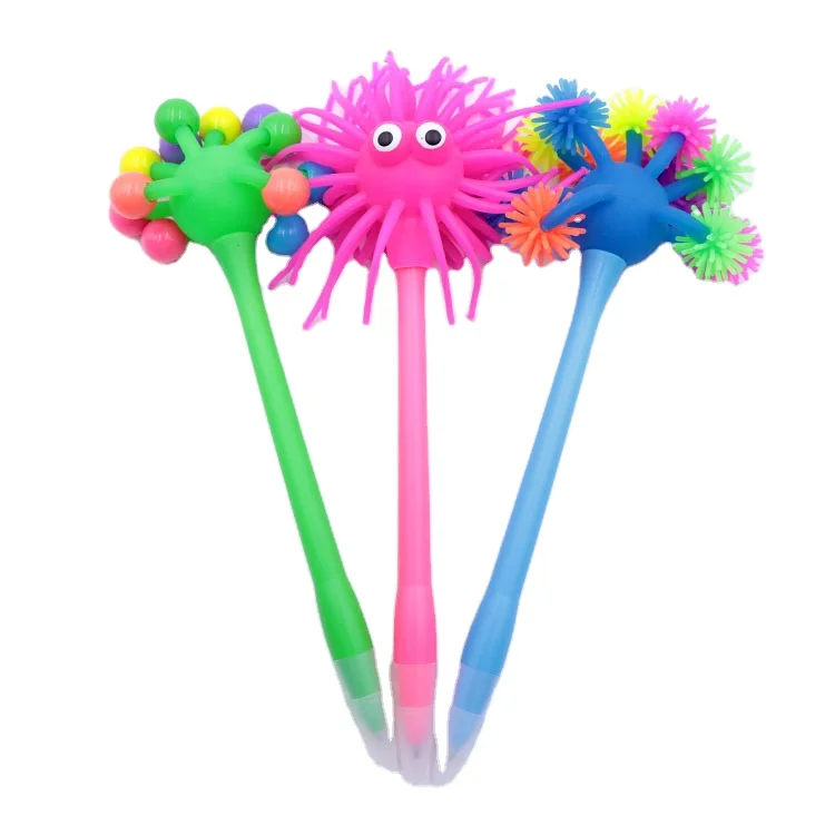 Creative Stationery TPR Decompression Material Ballpoint Pen Cartoon Toy Pen Christmas Gift Pen for Kids