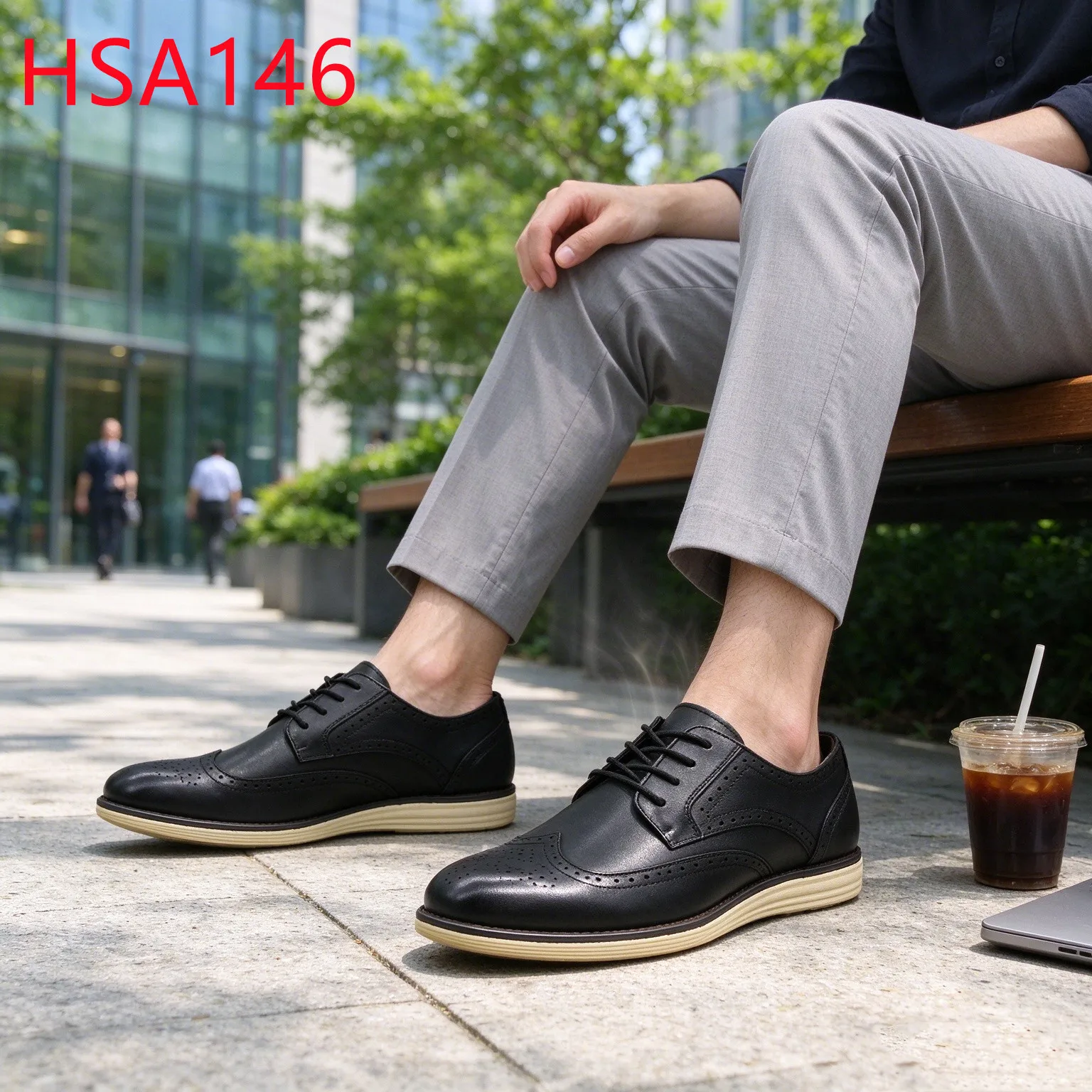 LXG,daily Formal Brogue Perforation Design Hua Singh Men Leather Shoes Wedding Ceremony Anti-odor Hua Singh Derby Shoes HSA146