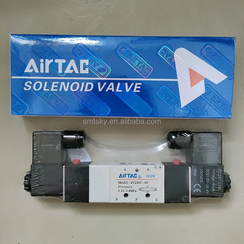 Heschen Électrovanne Pneumatique électrique Triple 4V230C-08, 12VDC, PT1/4, 5 Voies 3 Positions, Base Collecteur, Silencieux, Ensemble De Raccords Rapides CE