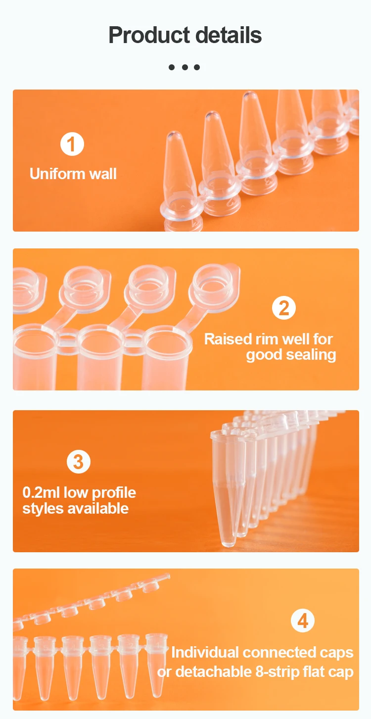 Ce Certified 0.2ml 8 Strip Pcr Tube For Fluorescent Quantitative Pcr