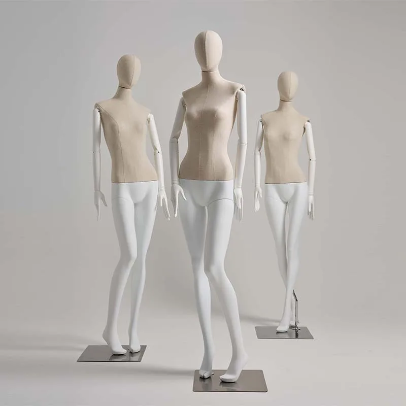 SINI Set Tailor Upper Body Matte White Fiberglass Slim Full Body Dummy Female Mannequins With Adjustable Arms and Hands