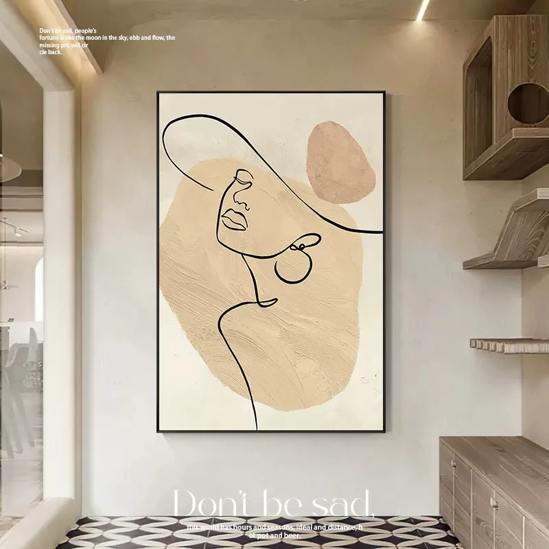 JZ  Home Decor Nordic Style Print Wall Art Portrait Line Canvas Painting Abstract Women Face Picture