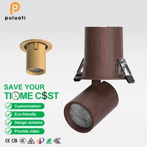 75mm Adjustable Angle 12W COB LED Recessed Downlight Spot Lights Modern Walnut Aluminum Hotels Offices Residential Warm 4000K