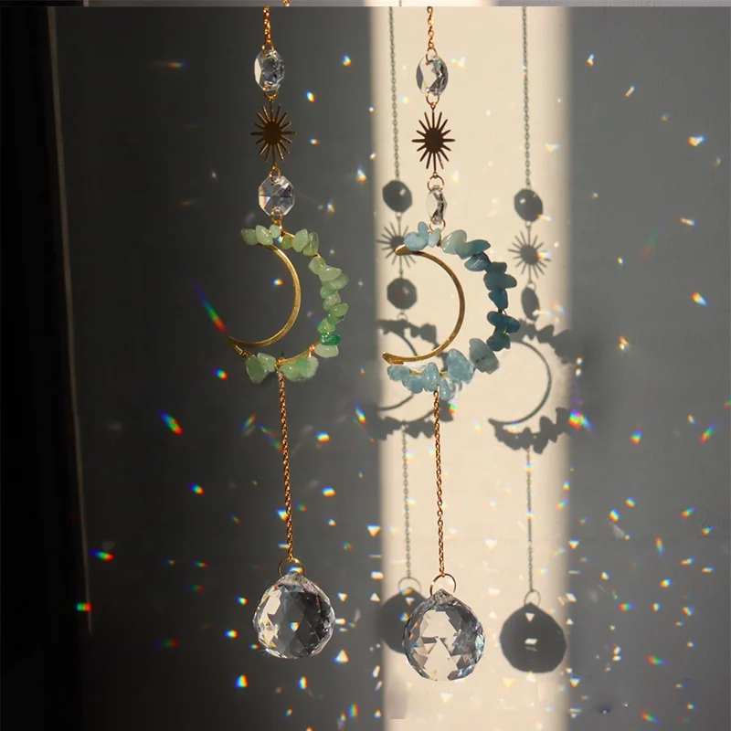 Оптовая продажа, подвесные солнцезащитные очки с натуральным кристаллом ручной работы