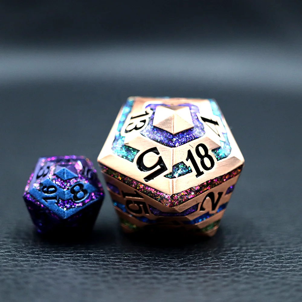 D20 Olannach Meatail 33mm Meáchain Uathúil le Barraí de Zinnc Cruthanna Olannacha le Dathanna Éagsúla
