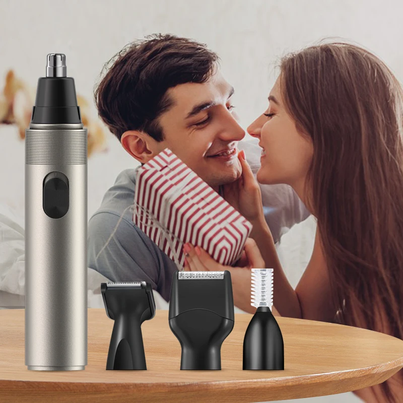 Rechargeable Four-in-One Grooming Kit for Nose Sideburns Eyebrows Ear Hair Trimming for Household Car Garage Use manufacture