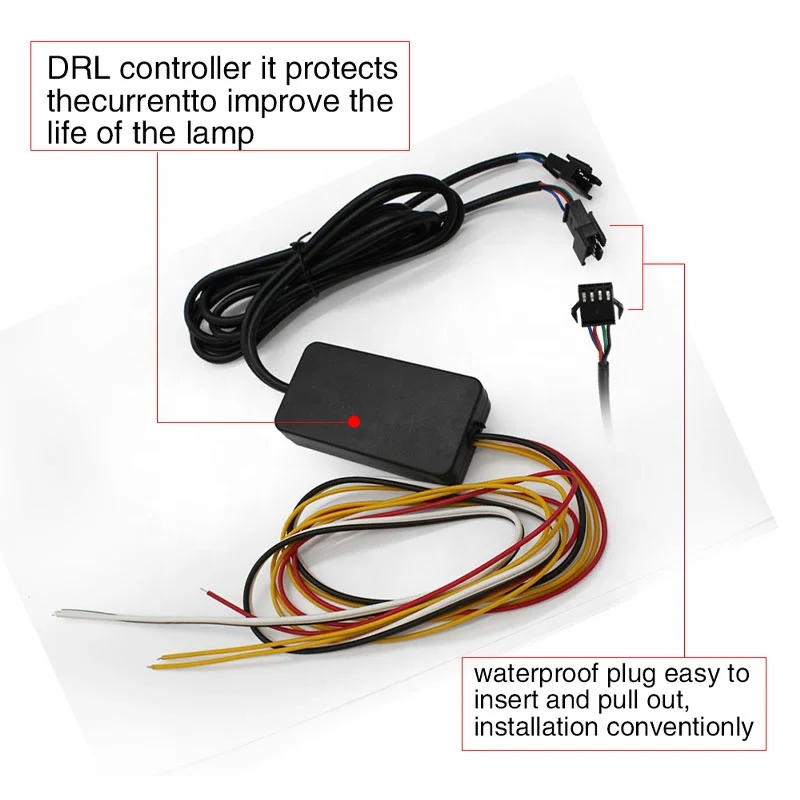 Universal Waterproof LED Daytime Running Light (DRL) New Sequential Flow Yellow Turn Signal with White Highlight Headlight Strip