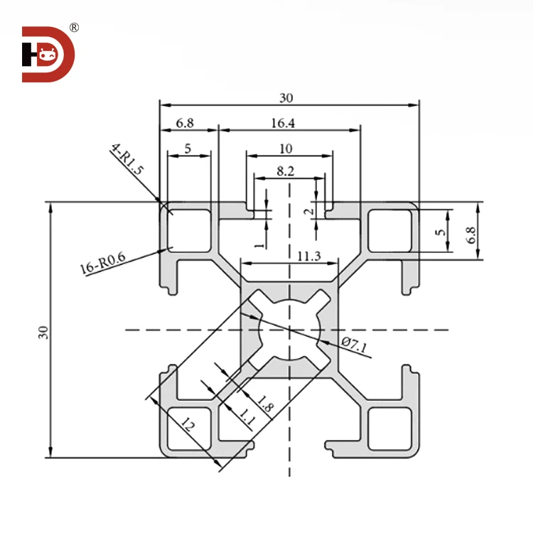 product industrial extruded aluminum profile 3030 square tube aluminum alloy 3030 equipment frame aluminum alloy profile-3