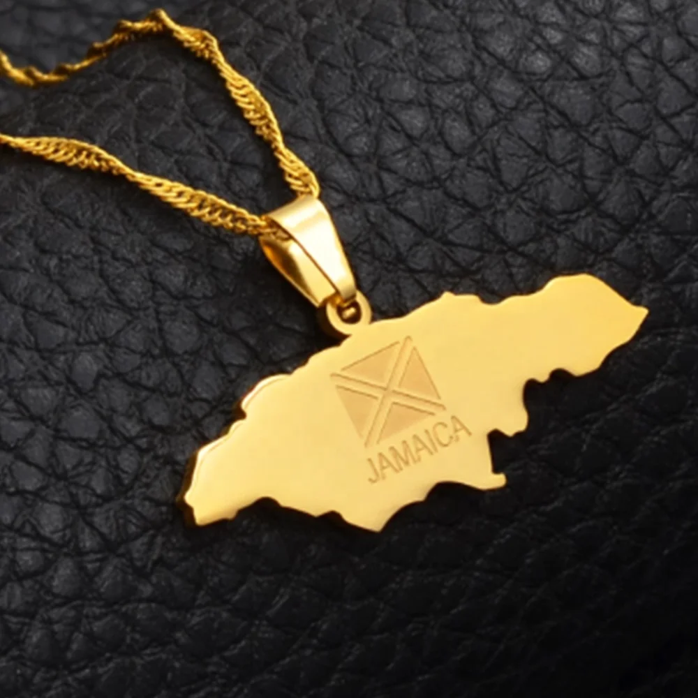 Collana con ciondolo mappa della Giamaica - acciaio inossidabile