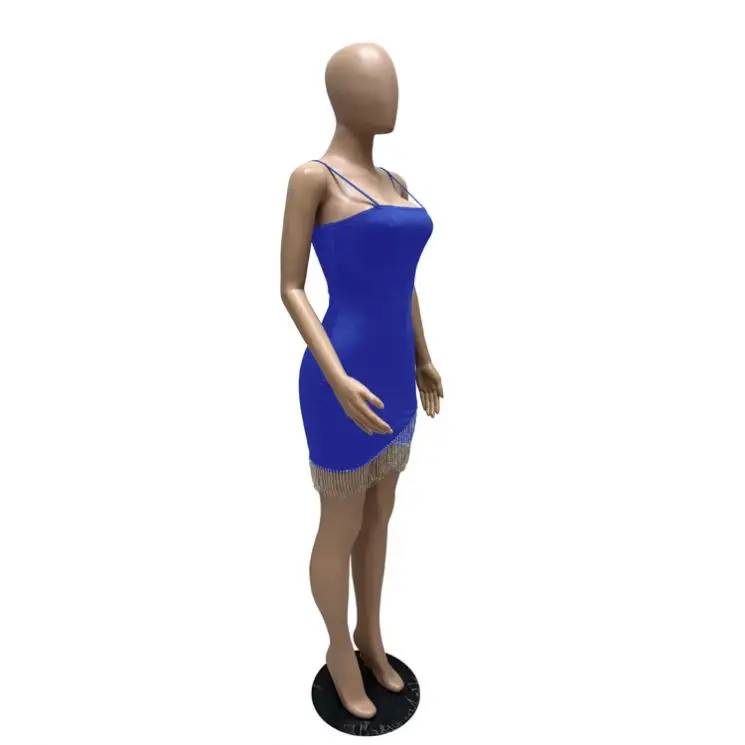 Fashion New Design Solid Color Off Shoulder Backless Tassel Party Wear Dresses Night Club Sexy Mini Dress