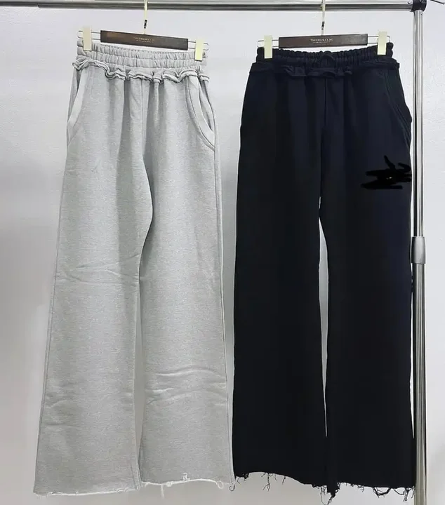 Salati Wholesale Cotton Raw Hem Sweat Pants Jogger Loose Blank Wide Leg Baggy Oversized Blank Distressed Flared Men's Sweatpants gallery 7