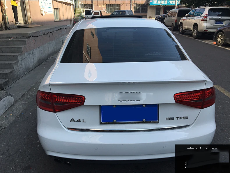 For Audi A4 B8 B8.5 4 Door Sedan 2009-2016  S4 Style ABS Rear Wing Roof Rear Box Decorated Spoiler Gloss Black carbon fiber look
