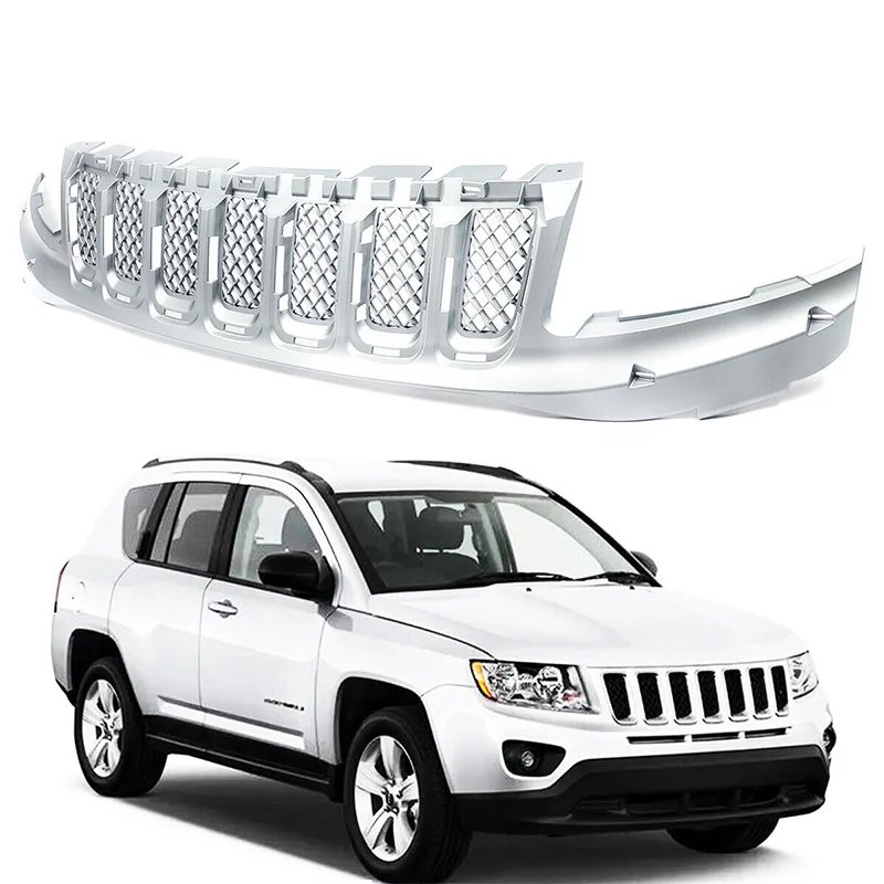 Front Bumper Inner Grille Body Parts Silver Front Hood Upper Grille 68213198 For Jeep Compass Sport SUV 2014-2017