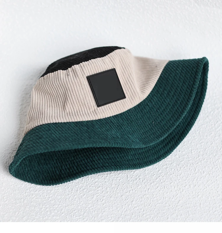 Wholesale custom private label oem logo colorful two tone designer big oversize unisex patchwork warm thin corduroy bucket hat