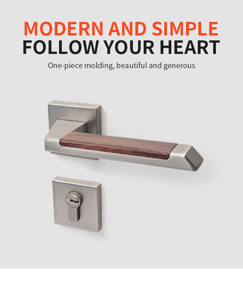 YONFIA 8095R03 Red Grain Wood Square Door Handle - Modern & Durable