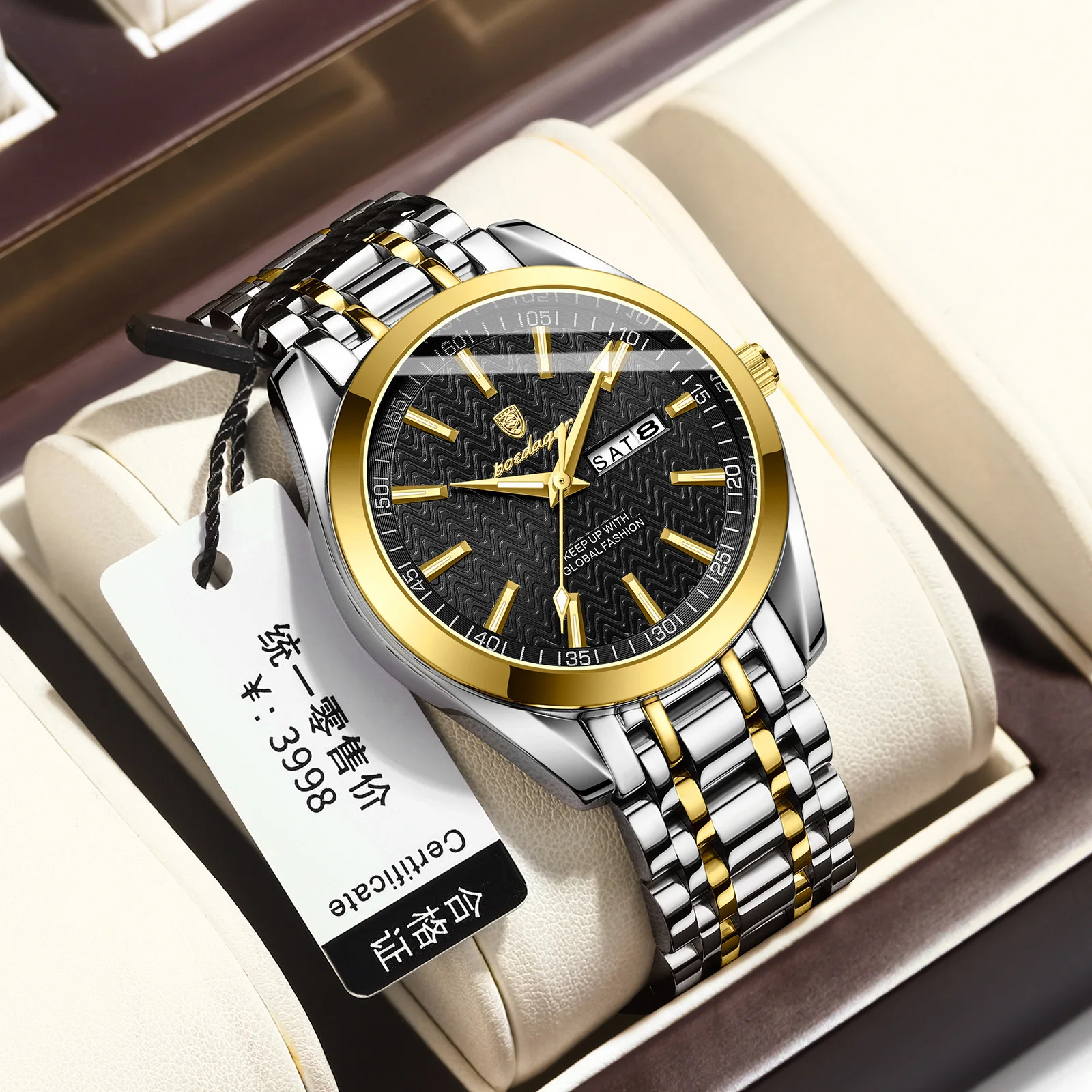 Fashion Quartz WristWatch Vintage Golden Watch Male Gold Luxury Classic Man Watches Waterproof Clock P962