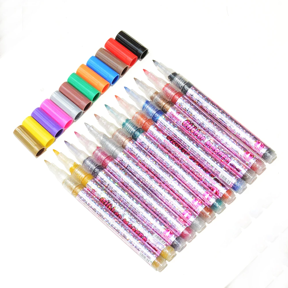 OEM Glitter Paint Pens for Rock Painting, Stone, Ceramic, Glass, Wood,  Fabric, Scrapbooking, DIY Craft Making, Art Supplies, Card Making,  Coloring. Set of 12 Acrylic Glitter Markers Extra-Fine Tip 0.7mm factory and