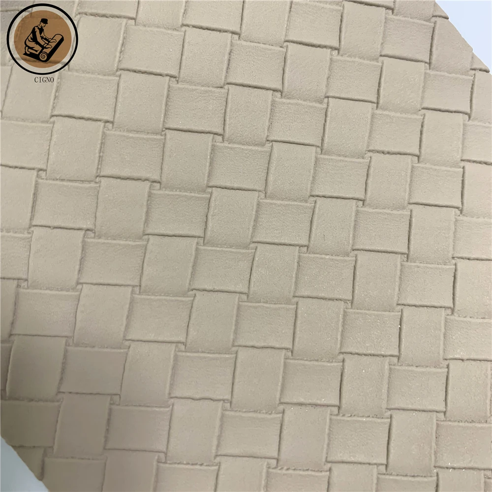 Woven Pattern Embossed PU PVC Synthetic Leather for Upholstery Furniture Sofa Chair Car Seat Automotive Interior factory