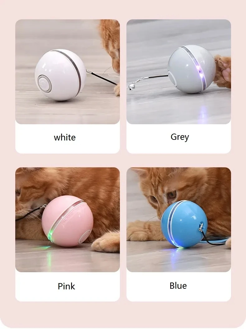 Automatic Interactive Cat Smart Toy Ball Funny With LED Smart Rolling Teaser USB Rechargeable