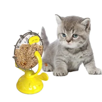 Interactive TPR Plastic Pet Turntable Windmill Eco-Friendly Slow Feeder Puzzle for Cats Dogs Simple Toy