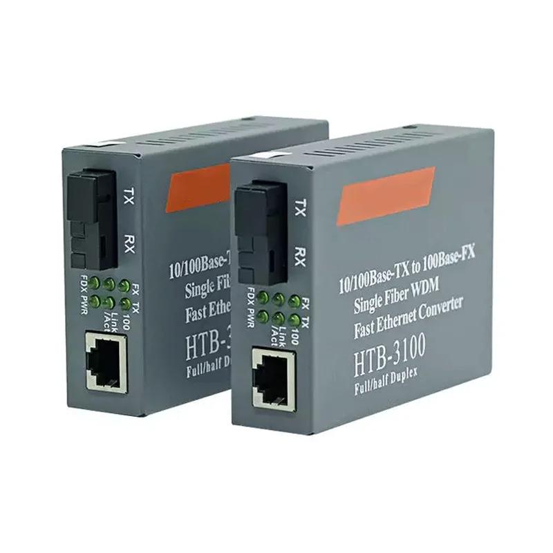 HTB-3100 10/100M Single Mode SC Port Optical Media Transceiver Ethernet 20KM 25KM RJ45 Fiber Optic Media Converter