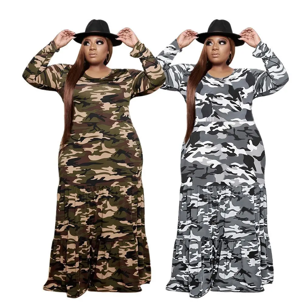 plus size camo maxi dress