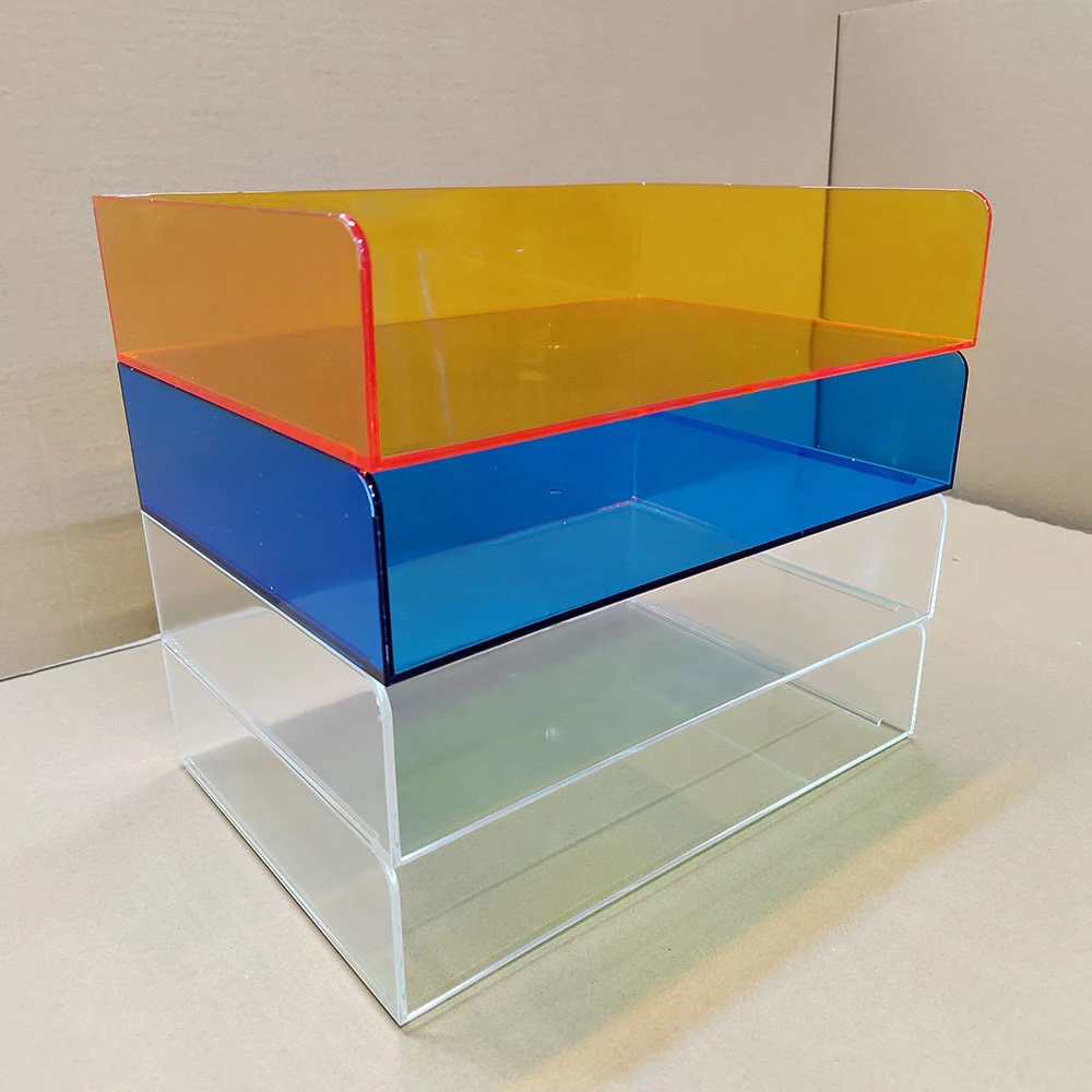 Bilayer Clear Acrylic Paper Tray Stackable Desk File Organizer Office