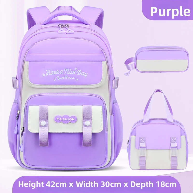 Three-piece Nylon Polyester 36-56L Female Student Schoolbag Air Cushion Strap Night Safe aperçu 7