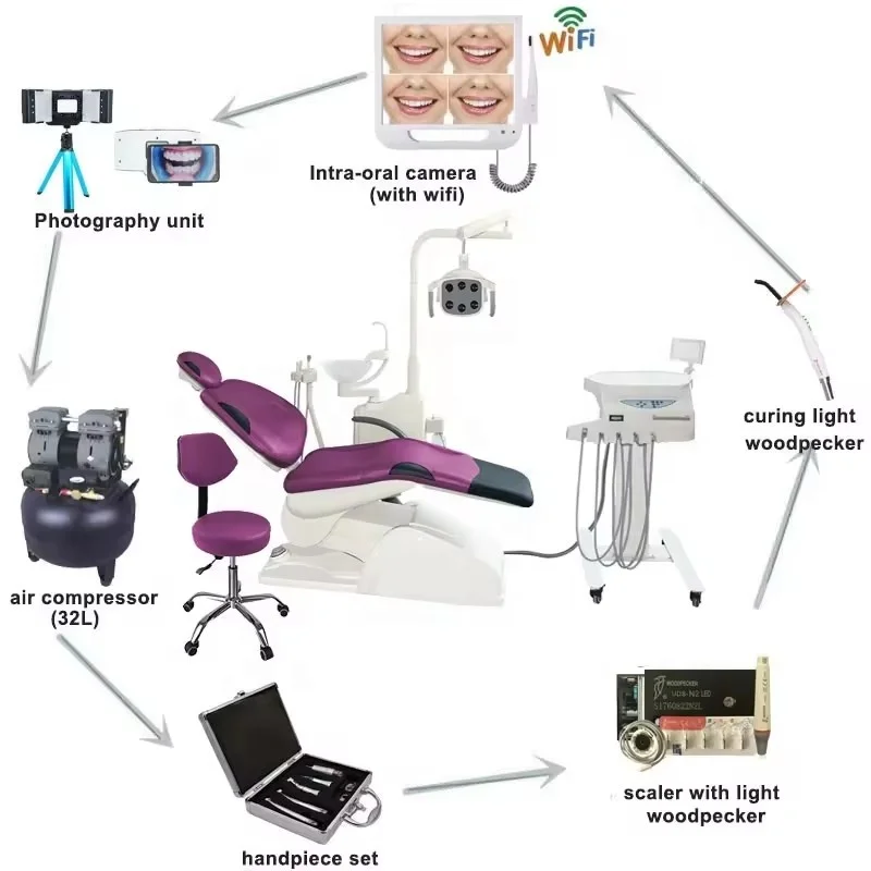 Different Colors Woodpecker Ergonomic Dental Products Dental Chair